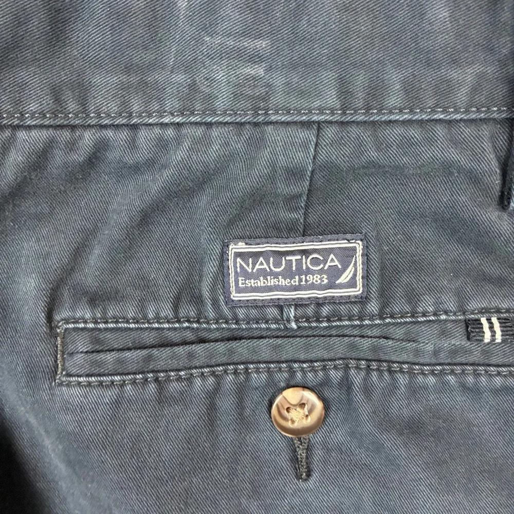 Nautica Mens Size W36 Navy Blue Pleated Chino Shorts Classic Fit Cotton Twill